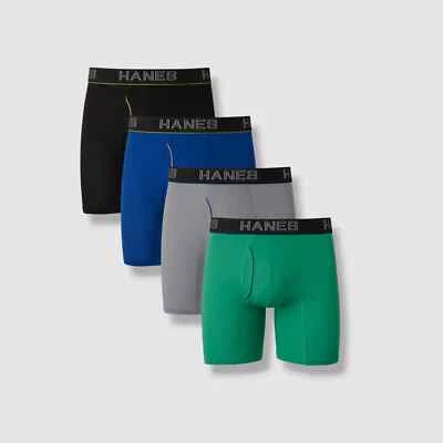 $40 Hanes Underwear Men's ComfortFlex 4-Pack Logo Mesh Boxer Briefs Size S 28-30