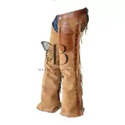 Western leather chap| Brown Fringe chap| Rodeo chap| Cowboy Suede leather Pant