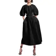 Aje Dress NWT Mimosa Cutout Midi Dress Black Bow Tie Back Size 14 AU/UK 10 US