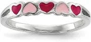 [JewelryWeb] 925 Sterling Silver Childrens Enameled Love Hearts Ring Size 4 Measures 2.75mm Wide