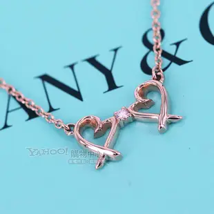 Tiffany&Co. loving heart雙心鑲鑽石玫瑰金項鍊