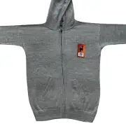 MEN HANDMADE ANDEAN ALPACA SOLID LIGHT GRAY ZIP HOODIE SWEATER SZ M