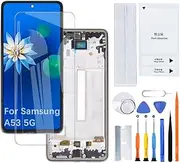 H&LYCYJ Display Screen for Samsung Galaxy A53 5G TFT A536B A536B/DS A536U LCD Screen Replacement Assembly Kit (Black with Frame, No Fingerprints