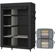 Calmootey Portable Closet, Wardrobe with 6 Shelves and Hanging Rod, Storage O...