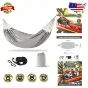 Portable 450lbs Capacity Hammock for Two - Soft Cotton & Tree Straps Included