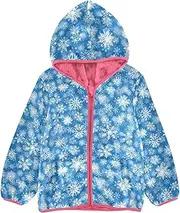 [GuoChe] Toddler Girl Fleece Jacket Merry Christmas Snowflakes Blue Toddler Girl Jacket With Hood Peach Baby Girl Clothes