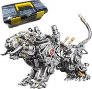 Keetopteep 3D Metal Puzzles for Adults, Tiger Metal Model Kits, 3D Metal Puzzle Mechanical Tiger Assembly Model, Puzzle Jigsaw Tiger 3D Stainless Steel Ornaments (Silver)