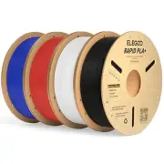 Rapid PLA Plus Filament 1.75mm Bundle 4KG, PLA+ 3D 4*1kg Black,white,blue,red