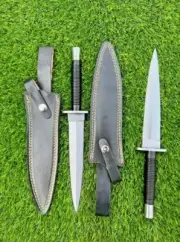 Lot of 2 Handmade D2 Sykes Fairbairn Double Edged Military Stiletto Dagger Knife