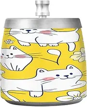 Stainless Steel Outdoor Ashtray with Lid for Cigarettes Outdoor Table Cute Cats Yellow White Floral Smokeless Portable Smoking Ashtray with Cover for Cigar Lovers Smokers