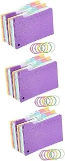 HOMSFOU 3sets Ruled Index Cards with Binder Rings Colored Note Pads Pre Punched Flashcards for Study Office and School Lined Cards for Organized Writing and Easy Access Random 300sheets*3