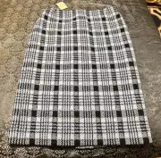 dries van noten skirt Plaid Blue Black Scranton Sz US 10 Long Stretch