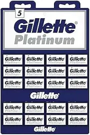 100 Gillette Platinum Blue Double Edge Safety Razor Blades 20 x 5