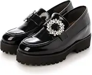 [EVOL] (イーボル) Evor Shiho Women's Collaboration Thick Sole Loafer Pumps, BLE, 23.5 cm