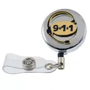 911 Badge Reel Emergency Dispatcher Rescue Retractable ID Card Holder Chrome