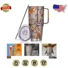 Stylish 44 oz Double-Walled Camo Tumbler with Stainless Steel Handle & Straw