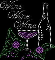 Rhinestone Bling Sparkle Iron On Transfer DIY Wine Wine Glass Bottle