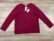 Sundance Womens Size XL Keyes Cashmere Sweater in Maroon Catalog $188 - NEW