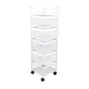 ACA Kitchen Trolley Cart Rack Storage Organiser Shelf Holder Rolling Basket 5 Tiers