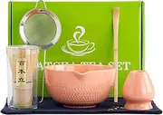Matcha Set, Matcha Whisk Set Includes Matcha Bowl, Matcha Whisk and Holder, Matcha Scoop, Sifter, Tea Towel - 6 Pcs Perfect Matcha Kit for Matcha Lover and Matcha Tea Ceremony (Orange)