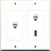2 Port RJ11-12-Phone 1 HD Wall Plate [ 2 GANG ] White