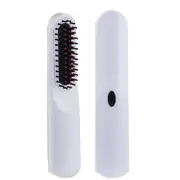 Beard Straightener Brush USB Wireless Charging Hair Comb Portable Mini Ceramic Charging Hair Straightener One-Step Hair Styler-White