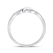 14k White Gold Round Diamond Infinity Knot Stackable Band Ring 1/10 Cttw