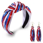 4 th of July Headband USA Red White Blue Sequin Headband red white blue