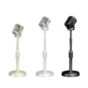 Faux Microphone Model Props Adjustable Height for Retro Photography Studio Decor