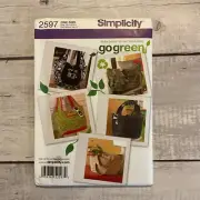 Simplicity 2597 Sewing Pattern Grocery Tote Bag Purse Eco Friendly UNCUT