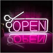 Sign Lamp Open Neon Sign USB Powered Hair Salon Open Neon Lights For Beauty Salon Barber Shop Business Signs Lights 42x21cm