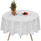 Christmas Tablecloth, Grey White Snowflake Table Cloth, Gray Xmas Waterproof