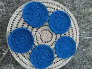 Set 5 Deep blue coasters Crochet Handmade. Unique And Elegant.