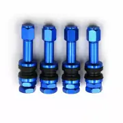 Bolt On Tire Valve Stems Blue Metal High Pressure Flush With Stem Caps 4 TR48