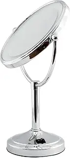 Dolphy 8-Inch LED Tabletop Makeup Mirror – Silver Dual-Sided Mirror with 5X Magnification, Bright Light, Swivel Design, Ideal for Home Vanity, Spa & Salon Use