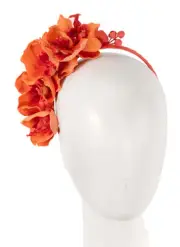Orange Max Alexander orchid flower racing fascinator headband Made in Australia