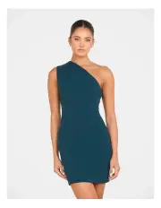 [Pilgrim] Aude One Shoulder Ruched Dress in Teal