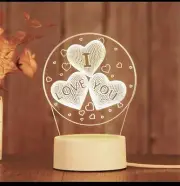 I Love You 3D illusion visual Night Light desk Lamp Christmas Decoration