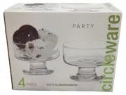 Circleware Set of 4 Four 9oz Glass Footed Dessert / Parfait Cups Glasses HULA