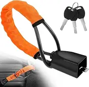 ZJMCAJY Auto Security Lock, Steering Wheel Lock Car Lock Rope with 3 Keys, Anti-Theft Car Seat Belt Lock, Orange