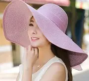 [Ling88] Uv Protect Hat Lady Summer Wide Along Bow Visor Sun Beach Straw Hat Cap Candy Colored Sun Hats for Women,Sun Hat Big Brim Hat Summer Sun Hat-8