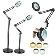 10X Magnifying Glass with Light and Stand, 3-in-1 Adjustable Swing Arm
