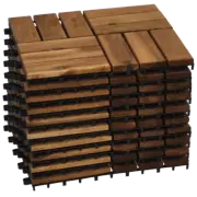 Box of 10x DIY Modular Acacia Wood Garden Decking Tiles (30x30cm) FAST N FREE