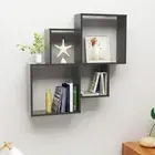 High Gloss Grey Wall Cube Shelf 80x15x78.5 cm Engineered Wood Display Storage