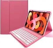 Keyboard Case for iPad 9th / 8th / 7th Generation 10.2 Inch, iPad Air 3 10.5"(3rd Gen)/iPad Pro 10.5" Magnetically Detachable Wireless Bluetooth Keyboard Soft Cover with Pencil Holder (Dark Pink)