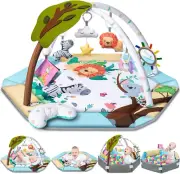 Baby Gym Play Mat, 8-In-1 Tummy Time Mat & Ball Pit with 6 Toys, Washable Baby