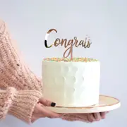 Acrylic Rose Gold 'Congrats' Cake Topper