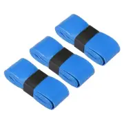 3Pcs PU Tennis Racket Grip Tape Racquet Overgrip Flat Adhesive, Blue