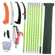 Pole Saws for Tree Trimming, 7.3-27 ft Manual Pole Saw Extendable Tree Orange