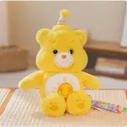 Cartoon Birthday Bear Plush Toys Cute Soft Stuffed Dolls For Baby Kids Yellow